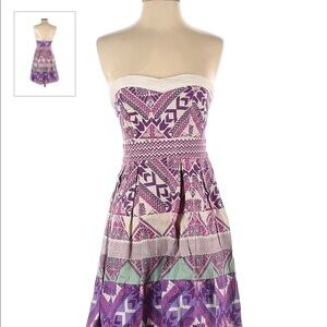 Angie Strapless Dress in Purple and Green